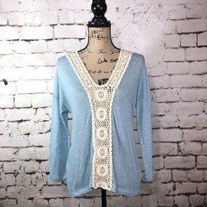 Illa Illa Blue Crocheted Lace Top